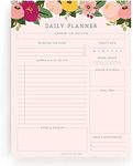 Bliss Collections Blush Floral Daily Planner Tear-Off Pad, 50 Undated Sheets, Desk Notepad, Calendar, Task Planner, to-Do List, Productivity Schedule Organiser, Water Tracker, Meal Prep, 210 x 297 mm