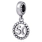 Number Bracelet Charms - 925 Sterling Silver Pendants/Beads Fit Pandora Charm Bracelets, Necklace, and European Snake Chain, Dangling/Dangle Charm for Birthday.(Number 50)