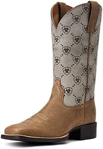 Ariat womens Round Up Square Toe Western Boot, Brown Bomber/Ariat Logo, 6.5