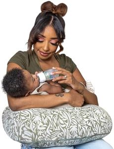 Boppy Nursing Pillow - Ergonomic Bottle & Breastfeeding Pillow, Higher, Firmer & Larger, Water-Repellent with Washable Organic Cotton Cover, Baby Safety Alliance Verified - Green Cut Out Leaves