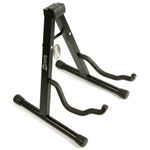 RockJam A-Frame Folding Guitar Stand, Universal Portable Floor Guitar Holder Rack for Acoustic, Electric & Bass Guitars, Cushioned Supports, Black