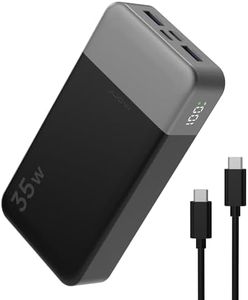 JUOVI 20000mAh Power Bank Portable Charger, 35W PD 3.0 QC 4.0 Fast Charging Phone Charger With LED Display, Travel Battery Pack 2 USB C 2 USB A Ports for iPhone 16/15/14 Series, Galaxy, iPad