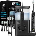 AquaSonic Home Dental Center PRO – Brushing & Flossing Made Easy – Brush & Floss – Power Toothbrush & Water Flosser – Whiter Teeth & Healthier Gums – Black Series Pro+Oral Irrigator – ADA Approved