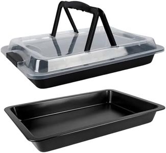 Black Sheet Cake Pan with Lid, 2-Pack 15"×10"×2" Deep Jelly Roll Pan, Nonstick Ceramic Coating, PFOA & PTFE Free, Oven Safe 450°F, for Texas Sheet Cake, Brownies, Potluck