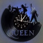 SHHAO The Queen Rock Music Band Vinyl Wall Clock, LED 7 Color Night Lamp Retro Wall Clock, Living Room, Kitchen, Unique Gifts Handmade Home Wall Decor (With light),(Gift bag+hook)