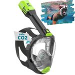 Khroom Full Face Snorkel Mask Adults | Designed in Germany | Premium Snorkeling Gear | Our Best Snorkel Mask | Panoramic Snorkeling Fullface (S/M Neon-Green)