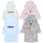 Personalised Baby Dressing Gown | Customizable Soft Polyester Embroidered Robe for Newborns and Infants | Ideal Baby Gift | Perfect for Bath Time, and Everyday Comfort | Pink 6-12 Months