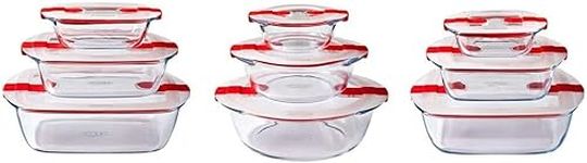 Pyrex® - Cook & Heat - Set of 9 Glass Dishes with Airtight Lids - Microwave Safe - BPA Free