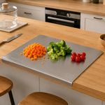Nestasia Stainless Steel Counter Top Chopping Board (41.5cm x 29cm) | Anti-Slip Rustproof Cutting Board with Measurement Markings for Chopping Fruits & Vegetables