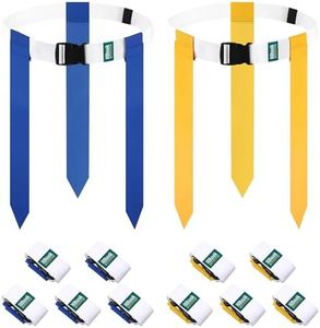 Hilhook Flag Football Belts, 10 Player Flag Football Sets Includes 10 White Adjustable Belts, 15 Yellow Flags and 15 Blue Flags for Youth, Kids and Adults Team Sports Training Games