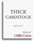 Extra Heavy Duty 130lb Cover Cardstock - Bright White - 350gsm 17pt Thick Paper for Inkjet & Laser Printers - 8-1/2" x 11" - 15 Pack