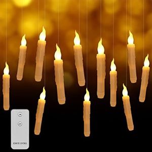 Neween LED Taper Candles with Remote Control, Realistic Battery Operated Flickering Flameless Candles in Warm White Electric Fake Candles for Halloween Christmas Wedding Festival Decoration