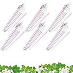 Barrina 2FT T8 Grow Light, 144W(6 x 24W, 800W Equivalent), Full Spectrum Sunlight Plant Light, LED Grow Light Bulbs for Indoor Plant Growing,with V-Shaped Reflector, Pinkish White, 6 Pack