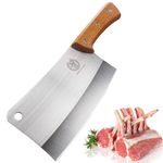 Meat Cleaver - 7'' Heavy Duty Butcher Knife Meat Chopper Bone Cutting Knife - High Carbon German Stainless Steel - Pearwood Handle for Home Kitchen and Restaurant - ZENG JIA DAO