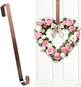 HOOSUN Wreath Hanger for Front Door for Halloween and Christmas Decorations,12 Inches Metal Wreath Hanger for Fall Decor,20 Lbs Over The Door Hooks for Front Porch Home Decor