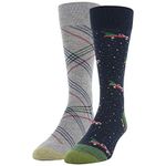 Gold Toe Men's Holiday Novelty Dress Crew Socks, 2 Pairs, New Navy/Grey Heather, Shoe Size: 6-12.5