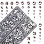 Mixed Size Hot Fix Round Crystals Gems Glass Stones Hotfix Flat Back Rhinestones (Clear Crystal)