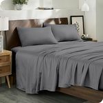 Bare Home 100% Organic Cotton Sheet Set - Smooth Sateen Weave - Warm & Luxurious (Full XL, Grey)