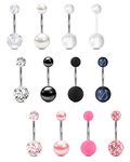 VCMART 14g 12mm Belly Button Ring Surgical Steel Belly Button Rings Silver Pink Black Belly Rings for Women Navel Rings Piercing Jewelry Long Bar Belly Button Piercing Jewelry