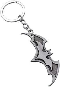 OK-STORE Bat Symbol Key Chain Zinc Alloy Keychain Bat Shape Metal Key Ring Tag for Your Autos, Home or Boat Double Deck Silver