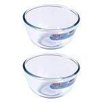 Pyrex Classic Round Glass Bowl Ovenproof and Microwave Safe 1.0 Litre Transparent (Pack of 2)