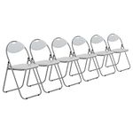 Harbour Housewares Padded Folding Chairs - Easy Store Metal Frame Office Bedroom Seating - Max Load: 114kg - White - Pack of 6