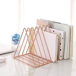 Sooyee Magazine Holder,2 Colours File Sorter Organizer(Gold and Rose Gold) Rose Gold