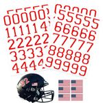 108 Pcs Sports Helmet Numbers Stickers - 1.5 Inch Helmet Numbers Decals and 2 Inch American Flag Stickers, Waterproof Vinyl Football Helmet Decals for Baseball, Hockey, Lacrosse (Red)