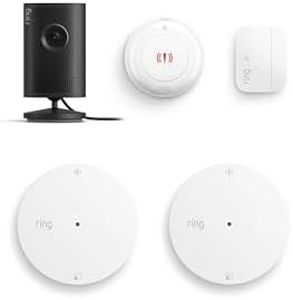 Ring Indoor Cam Plus, Black with 2 Glass Break Sensor (newest model), Window and Door Sensor (newest model), and Panic Button (newest model)