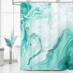 MitoVilla Teal Blue Marble Shower Curtain, Abstract Ombre Fabric Shower Curtains for Modern Bathroom Decor, Turquoise Green Luxury Cloth Watercolor Shower Curtain, 72x72