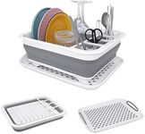 Goderewild Collapsible Dish Rack with Drainboard for Drying Dishes - Space-Saving Foldable Design with Dinnerware Storage Tray/Basket - Perfect for Kitchen Counter Organization