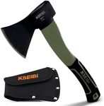 KSEIBI Hatchet with Sheath, Camping Axe for Splitting and Kindling Wood, Forged Steel Blade with Anti-Slip and Shock Reduction Handle Great Throwing Hatchets (Sausalito Green)