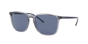 Ray-Ban RB4387 Square Sunglasses, Transparent Blue/Dark Blue, 56 mm