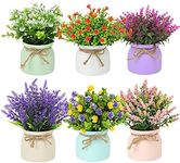 CEWOR 6pcs Fake Potted Plants Small