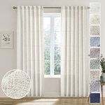 MEETBILY Curtains Panels for Back Tab Semi Sheer, Linen Textured Drapes Rod Pocket, Flax Curtains for Farmhouse/Bedroom/Living Room/Window (2-Pack, 50 x 90 inch, Natural)