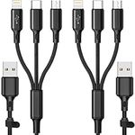 Multi Charging Cable 2Pack 10FT 3 in 1 Universal Multiple USB Cable Organized Nylon Braided Fast Charging Cord Adapter with Type-c, Micro USB and Lightning for iPhone 15/15 Pro/Tablets/Samsung/LG