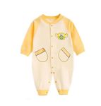 Bold N Elegant Corduroy Winter Fleece Bonded Full Sleeve Footless Baby Romper Onesie Front Button Bodysuit Jumper for Newborn Baby Boys Girls Kids (0-6 Months, Yellow)