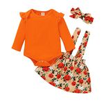 Gajaous Newborn Baby Halloween Outfits Set Infant Toddler Girls My 1st Halloween Pumpkin Bodysuit Pants Set Skirt Set Pumpkin Dress Baby Halloween Clothes