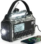 Mesqool Emergency Radio AM/FM/SW/NOAA Weather Radio, 12000 Battery Powered Rechargeable Hand Crank Solar Radio Flashlight Cell Phone Charger, SOS, Including Type-C Adapter Cord