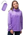 33,000ft Women's Lightweight Rain Jackets Hooded Breathable Packable Running Raincoats Active Trench Windbreaker with Hideaway Hood for Cycling Hiking (Light Purple-3XL/UK 20-22)