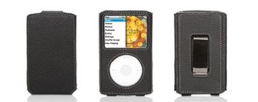 Griffin Elan Convertible Leather Case for iPod Classic with Flap Black