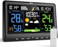 LIORQUE Weather Stations with Outdoor Sensor Wireless for Home, Indoor Outdoor Thermometer Hygrometer, Humidity, Barometric Pressure, Date, Weather Forecast