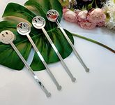 Set of 20 Smiley Face Stir Sticks,Acrylic,Cocktail Stirrers,Groovy Drink Stirrers Party Sticks for Birthday Party Decor,Table Decorations (Silver Mirror)