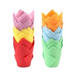 Ruisita 150 Pieces Mini Baking Cups Tulip Baking Cups Cupcake Liners Muffin Liners for Wedding, Birthday, Baby Shower Parties, 6 Colors (Multicolor 1)