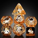 Cow DND Dice, DNDND 7PCS Resin D&D Die with Velvet Bag for Dungeons and Dragons Role Playing Games and Tabletop Games（Cow)