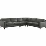 Hydeline Hayward Top Grain Leather L-Shaped Sectional, Steel