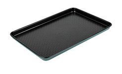 Prestige x Nadiya Oven Tray Non Stick - Large Baking Tray, Durable Anti Warp Steel, Freezer & Dishwasher Safe Bakeware, 38 x 25cm, Teal with Black Interior