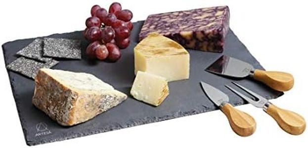Artesà Slate Cheese Board and Knife Set in Gift Box, 4 Pieces