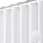 Dynamene Extra Long Shower Curtain, 96 inch Long Waffle Weave Fabric Shower Curtains for Bathroom, Tall Modern Textured Cloth Hotel Luxury Shower Curtain Set, Thin Version, 1 Pack, 72x96, White