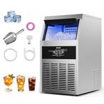 VEVOR Commercial Ice Maker Machine, 93 lbs/24h with 30 lbs Storage Capacity, Built-in/Freestanding/Under Counter, Stainless Steel Ice Maker with LED Display & Self-Cleaning, for Home Bar Restaurant